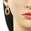 Oro Laminado Small Hoop, Gold Filled Style Twist and Hollow Design, Polished, Golden Finish, 02.170.0580.25