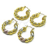 Oro Laminado Small Hoop, Gold Filled Style Twist and Hollow Design, Polished, Golden Finish, 02.170.0580.25