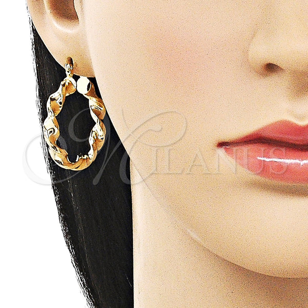 Gold Filled Hoop Earrings — Medium Hoop Twist and Hollow Design Polished 02. — alternate product view — SKU 162662 | Oro Laminado aretes de aro — Medium Hoop Twist and Hollow diseño pulido 02. — SKU 162662