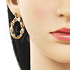 Oro Laminado Medium Hoop, Gold Filled Style Twist and Hollow Design, Polished, Golden Finish, 02.170.0581.30
