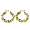 Oro Laminado Medium Hoop, Gold Filled Style Twist and Hollow Design, Polished, Golden Finish, 02.170.0581.30