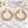 Oro Laminado Medium Hoop, Gold Filled Style Twist and Hollow Design, Polished, Tricolor, 02.170.0581.1.30