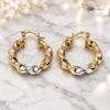 Oro Laminado Medium Hoop, Gold Filled Style Twist and Hollow Design, Polished, Tricolor, 02.170.0581.1.25