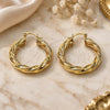 Oro Laminado Medium Hoop, Gold Filled Style Twist and Hollow Design, Polished, Golden Finish, 02.170.0249.1.30