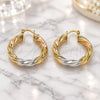 Oro Laminado Medium Hoop, Gold Filled Style Twist and Hollow Design, Polished, Tricolor, 02.170.0249.30