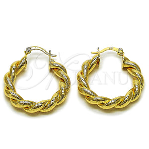 Gold Filled Hoop Earrings — Medium Hoop Twist and Hollow Design Matte 02. — main product view — SKU 162667 | Oro Laminado aretes de aro — Medium Hoop Twist and Hollow diseño Matte 02. — SKU 162667