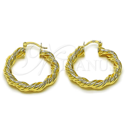 Gold Filled Hoop Earrings — Medium Hoop Twist and Hollow Design Polished 02. for wholesale, main product view