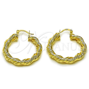 Gold Filled Hoop Earrings — Medium Hoop Twist and Hollow Design Polished 02. — main product view — SKU 162670 | Oro Laminado aretes de aro — Medium Hoop Twist and Hollow diseño pulido 02. — SKU 162670