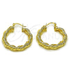 Oro Laminado Medium Hoop, Gold Filled Style Twist and Hollow Design, Polished, Golden Finish, 02.170.0585.30