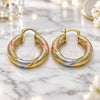 Oro Laminado Medium Hoop, Gold Filled Style Hollow and Twist Design, Matte Finish, Tricolor, 02.170.0582.30