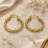 Oro Laminado Medium Hoop, Gold Filled Style Hollow and Twist Design, Polished, Golden Finish, 02.170.0354.30