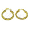 Oro Laminado Medium Hoop, Gold Filled Style Hollow and Twist Design, Polished, Golden Finish, 02.170.0354.30