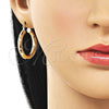 Oro Laminado Medium Hoop, Gold Filled Style Hollow Design, Diamond Cutting Finish, Golden Finish, 02.170.0306.30