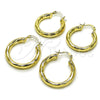 Oro Laminado Medium Hoop, Gold Filled Style Hollow Design, Diamond Cutting Finish, Golden Finish, 02.170.0306.30