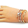 Oro Laminado Trio Bangle, Gold Filled Style Ball and Hollow Design, Polished, Tricolor, 07.170.0075 (Thickness, One size fits all)