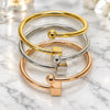 Oro Laminado Trio Bangle, Gold Filled Style Ball and Hollow Design, Polished, Tricolor, 07.170.0075 (Thickness, One size fits all)