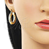 Oro Laminado Small Hoop, Gold Filled Style Hollow Design, Diamond Cutting Finish, Golden Finish, 02.213.0262.25