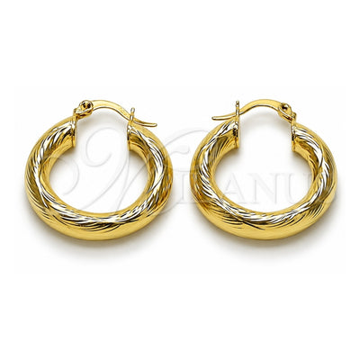 Oro Laminado Small Hoop, Gold Filled Style Hollow Design, Diamond Cutting Finish, Golden Finish, 02.213.0262.25