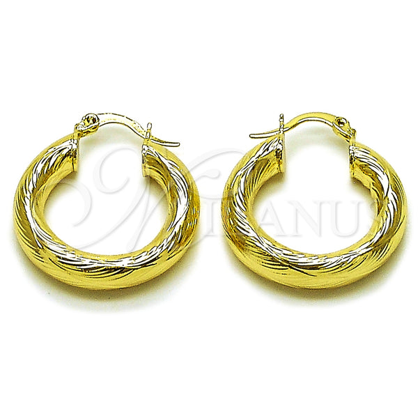 Gold Filled Hoop Earrings — Small Hoop Hollow Design Diamond Cutting 02. — main product view — SKU 162681 | Oro Laminado aretes de aro — aro pequeño Hollow diseño Diamond Cutting 02. — SKU 162681