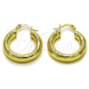 Oro Laminado Small Hoop, Gold Filled Style Hollow Design, Diamond Cutting Finish, Golden Finish, 02.213.0262.25