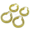 Oro Laminado Small Hoop, Gold Filled Style Hollow Design, Diamond Cutting Finish, Golden Finish, 02.213.0262.25