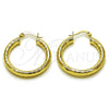 Oro Laminado Medium Hoop, Gold Filled Style Hollow Design, Diamond Cutting Finish, Golden Finish, 02.213.0880.30