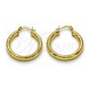 Oro Laminado Medium Hoop, Gold Filled Style Hollow Design, Diamond Cutting Finish, Golden Finish, 02.213.0880.30