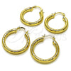 Oro Laminado Medium Hoop, Gold Filled Style Hollow Design, Diamond Cutting Finish, Golden Finish, 02.213.0880.30