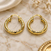 Oro Laminado Medium Hoop, Gold Filled Style Hollow Design, Diamond Cutting Finish, Golden Finish, 02.213.0880.25