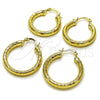Oro Laminado Medium Hoop, Gold Filled Style Hollow Design, Diamond Cutting Finish, Golden Finish, 02.213.0880.25