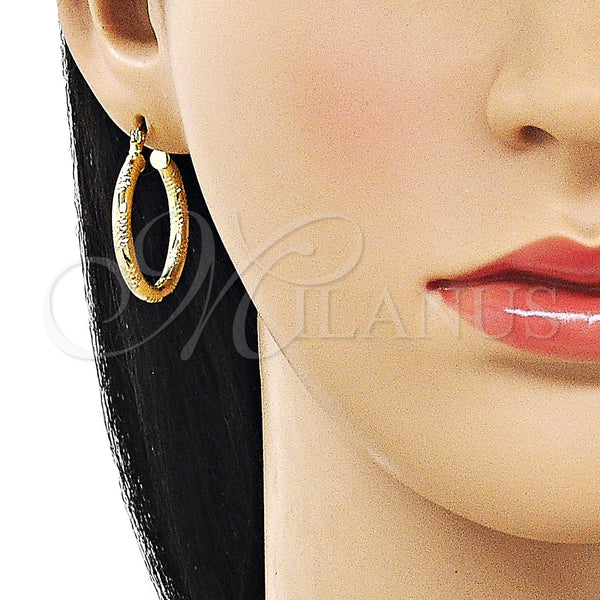 Gold Filled Hoop Earrings — Small Hoop Hollow Design Diamond Cutting 02. — alternate product view — SKU 162685 | Oro Laminado aretes de aro — aro pequeño Hollow diseño Diamond Cutting 02. — SKU 162685