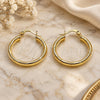 Oro Laminado Small Hoop, Gold Filled Style Hollow Design, Diamond Cutting Finish, Golden Finish, 02.213.0153.25