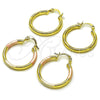 Oro Laminado Small Hoop, Gold Filled Style Hollow Design, Diamond Cutting Finish, Golden Finish, 02.213.0153.25