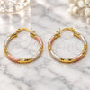 Oro Laminado Medium Hoop, Gold Filled Style Hollow Design, Diamond Cutting Finish, Tricolor, 02.213.0259.30