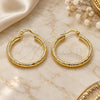 Oro Laminado Medium Hoop, Gold Filled Style Hollow Design, Diamond Cutting Finish, Golden Finish, 02.213.0261.30