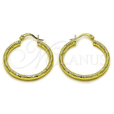 Gold Filled Hoop Earrings — Medium Hoop Hollow Design Diamond Cutting 02. for wholesale, main product view