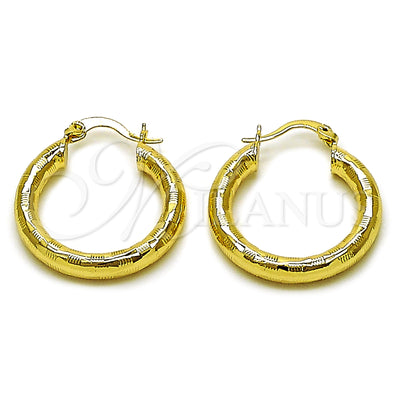 Gold Filled Hoop Earrings — Small Hoop Hollow Design Diamond Cutting 02. for wholesale, main product view