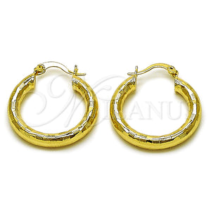 Gold Filled Hoop Earrings — Small Hoop Hollow Design Diamond Cutting 02. — main product view — SKU 162690 | Oro Laminado aretes de aro — aro pequeño Hollow diseño Diamond Cutting 02. — SKU 162690