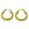 Oro Laminado Small Hoop, Gold Filled Style Hollow Design, Diamond Cutting Finish, Golden Finish, 02.213.0757.25