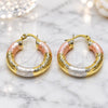 Oro Laminado Medium Hoop, Gold Filled Style Hollow Design, Diamond Cutting Finish, Tricolor, 02.213.0760.1.25