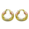 Oro Laminado Medium Hoop, Gold Filled Style Hollow Design, Diamond Cutting Finish, Tricolor, 02.213.0760.1.25