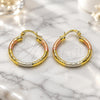 Oro Laminado Small Hoop, Gold Filled Style Hollow Design, Diamond Cutting Finish, Tricolor, 02.213.0156.1.25