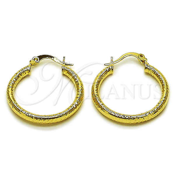 Gold Filled Hoop Earrings — Small Hoop Hollow Design Diamond Cutting 02. — main product view — SKU 162693 | Oro Laminado aretes de aro — aro pequeño Hollow diseño Diamond Cutting 02. — SKU 162693