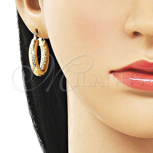 Gold Filled Hoop Earrings — Small Hoop Hollow Design Diamond Cutting 02. — alternate product view — SKU 162694 | Oro Laminado aretes de aro — aro pequeño Hollow diseño Diamond Cutting 02. — SKU 162694