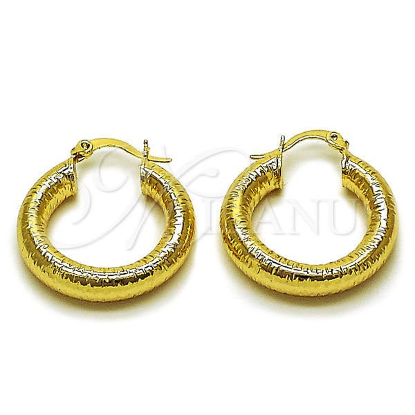 Gold Filled Hoop Earrings — Small Hoop Hollow Design Diamond Cutting 02. — main product view — SKU 162694 | Oro Laminado aretes de aro — aro pequeño Hollow diseño Diamond Cutting 02. — SKU 162694