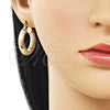 Oro Laminado Small Hoop, Gold Filled Style Hollow Design, Diamond Cutting Finish, Tricolor, 02.213.0882.25