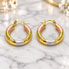 Oro Laminado Small Hoop, Gold Filled Style Hollow Design, Diamond Cutting Finish, Tricolor, 02.213.0882.25