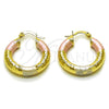 Oro Laminado Small Hoop, Gold Filled Style Hollow Design, Diamond Cutting Finish, Tricolor, 02.213.0882.25