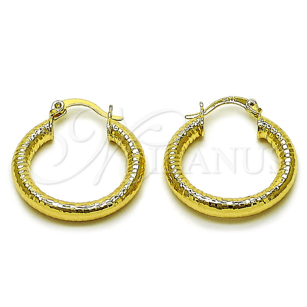 Gold Filled Hoop Earrings — Small Hoop Hollow Design Diamond Cutting 02. — main product view — SKU 162696 | Oro Laminado aretes de aro — aro pequeño Hollow diseño Diamond Cutting 02. — SKU 162696