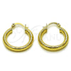 Oro Laminado Small Hoop, Gold Filled Style Hollow Design, Diamond Cutting Finish, Golden Finish, 02.213.0883.25